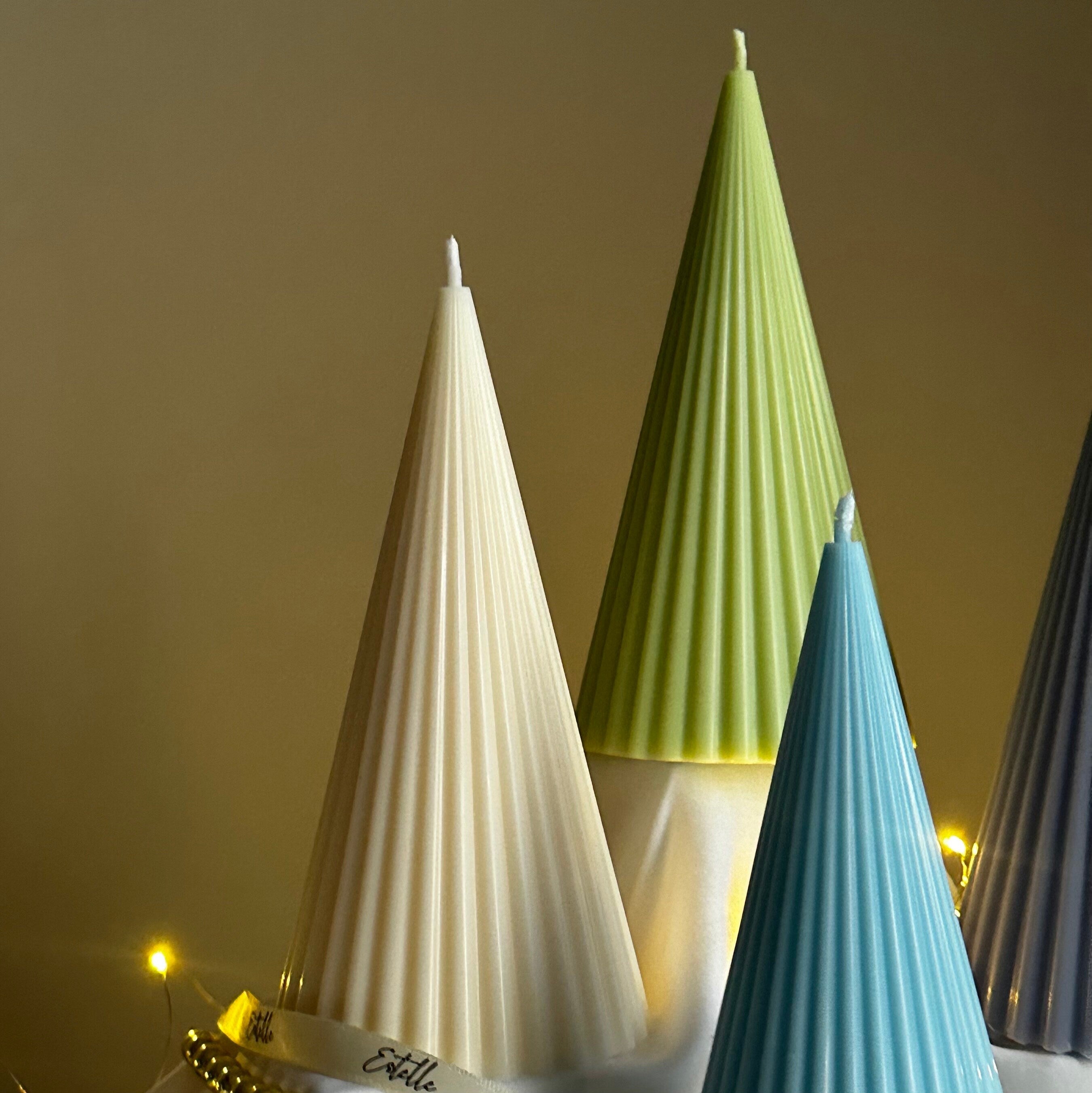 Minimalist Christmas Ribbed Cone Candle