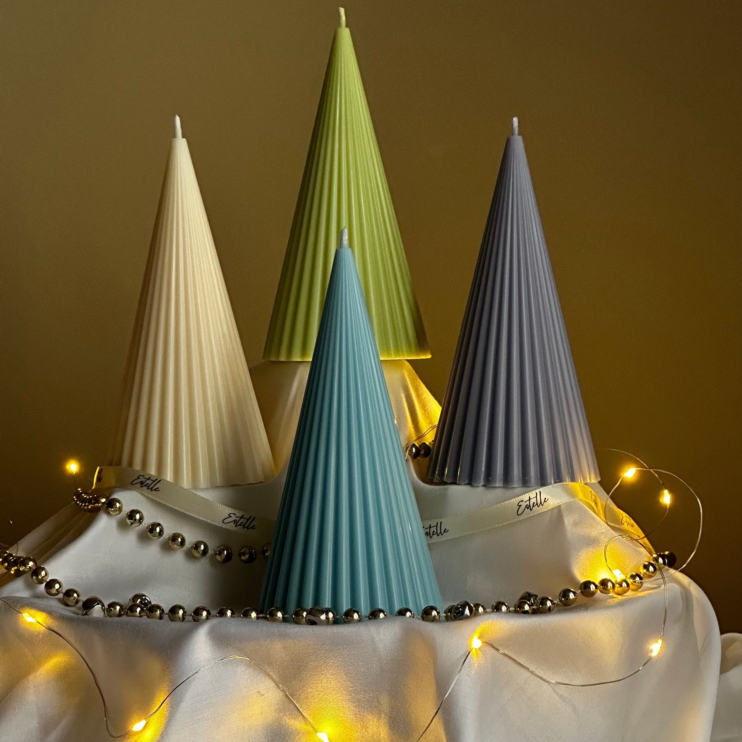 Minimalist Christmas Ribbed Cone Candle