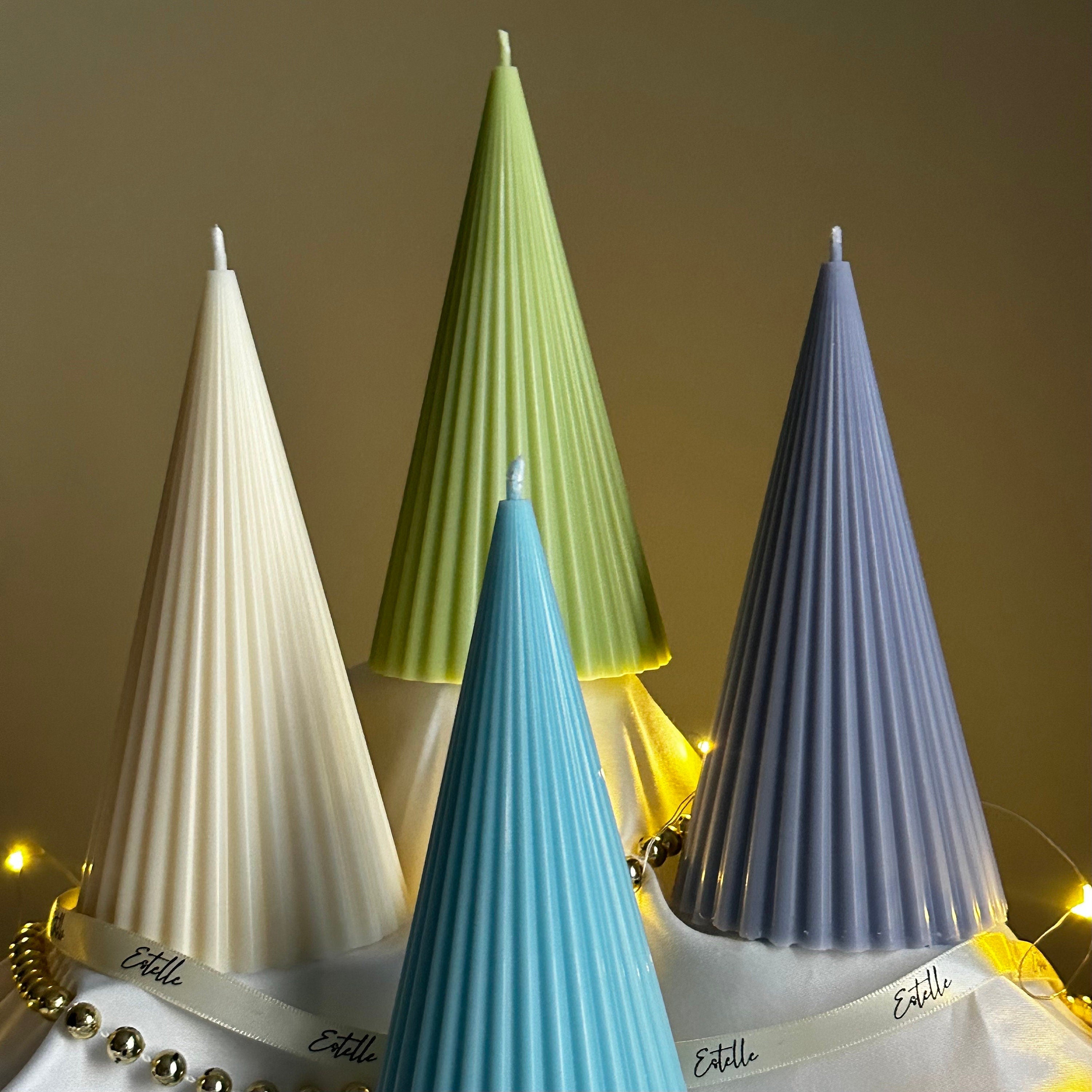 Minimalist Christmas Ribbed Cone Candle