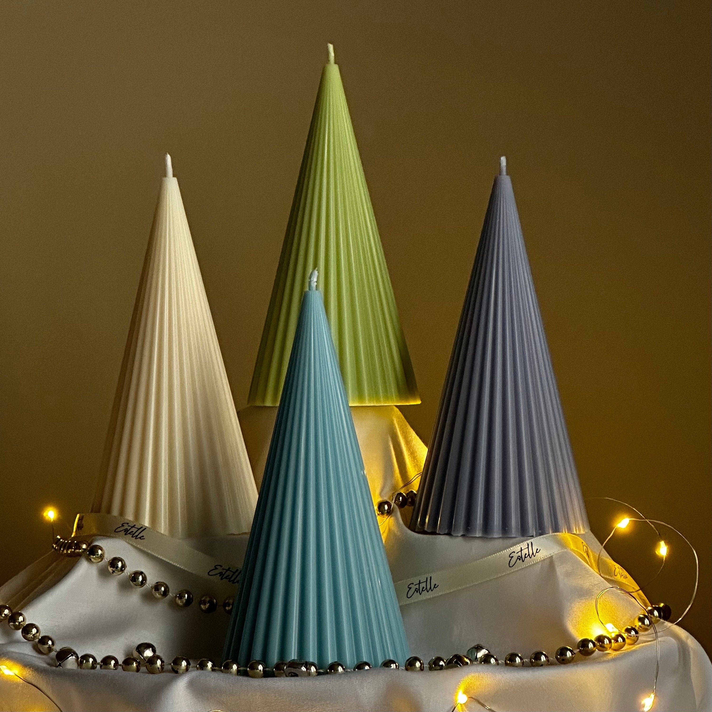 Minimalist Christmas Ribbed Cone Candle