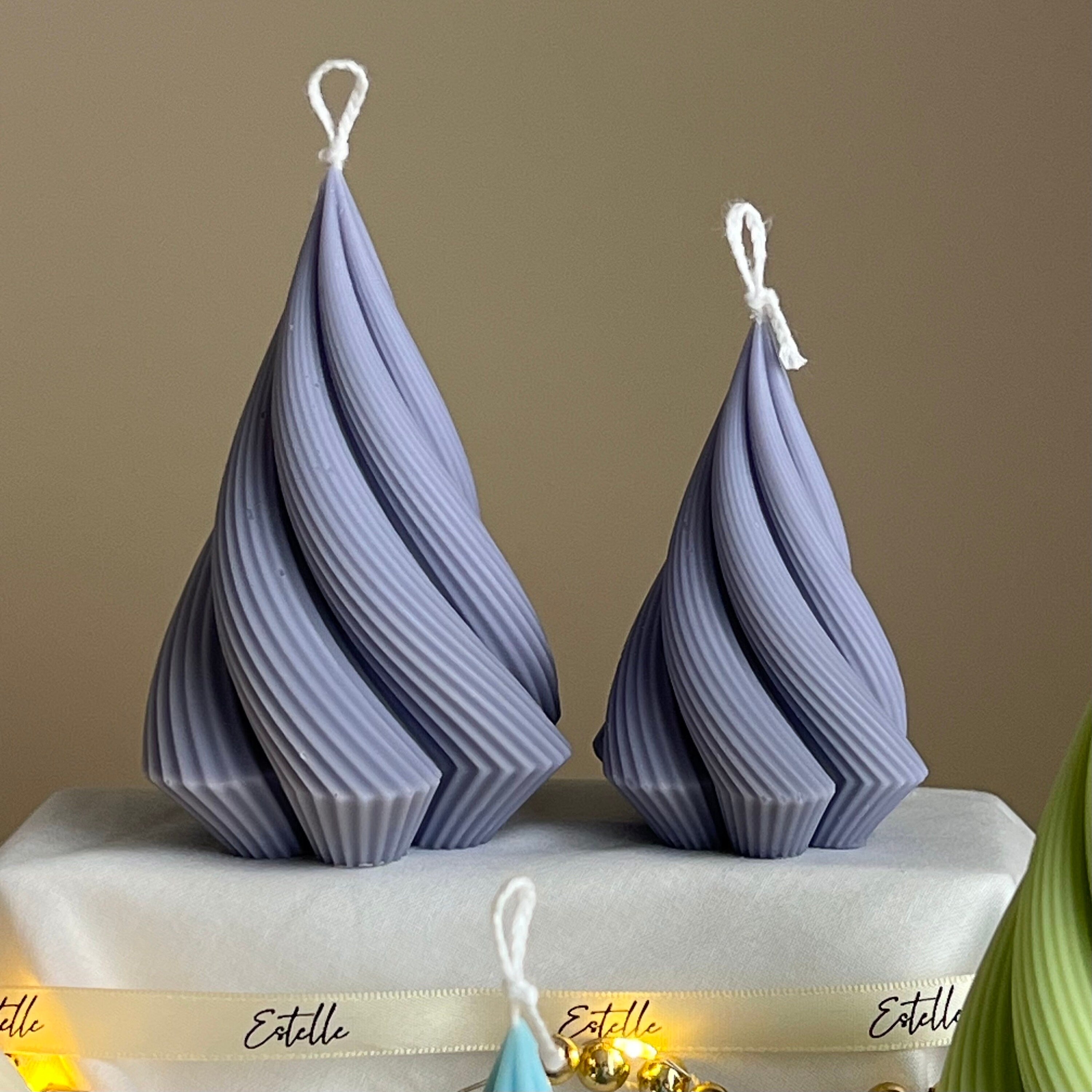 Swirl Stripped Christmas Tree Candle