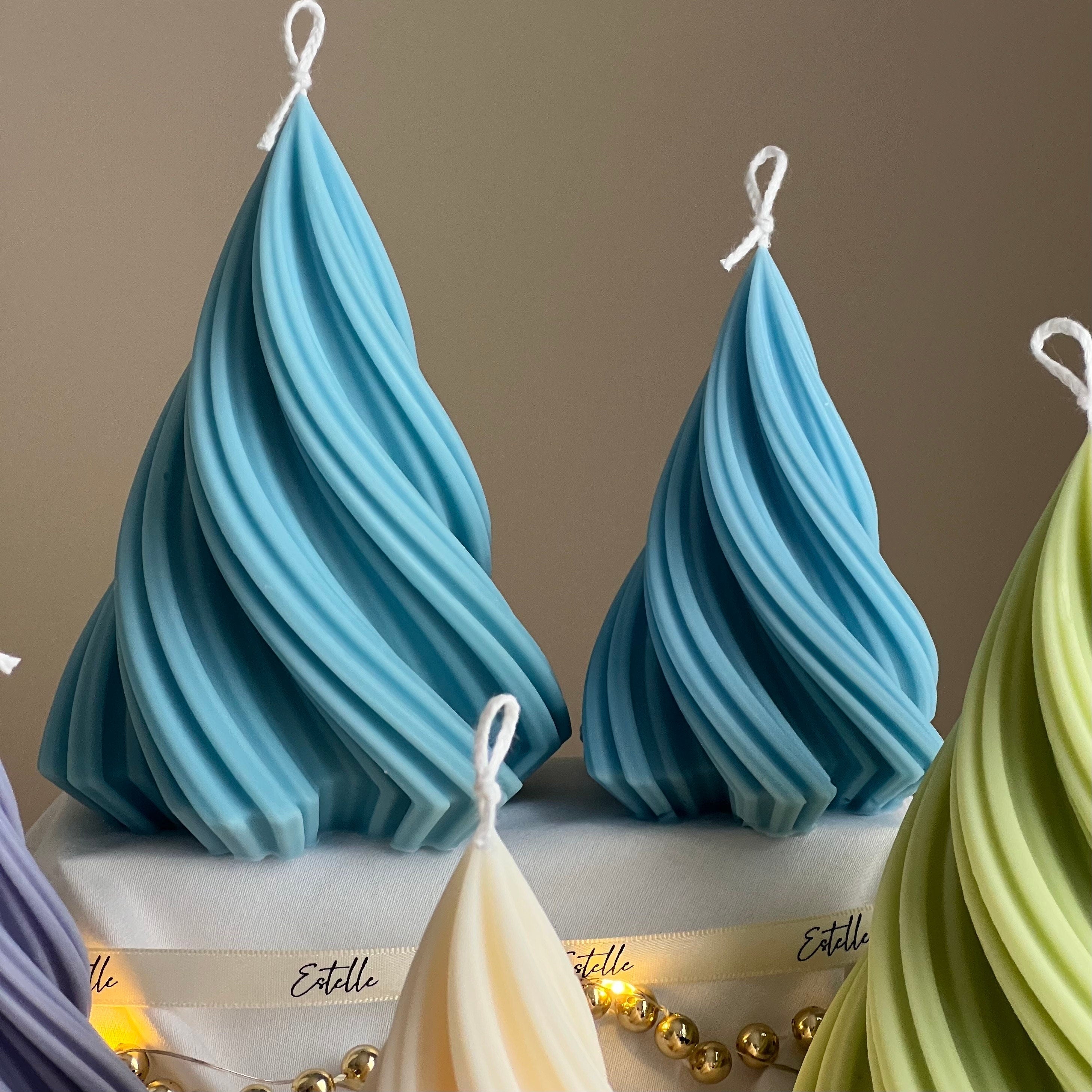 Swirl Ribbed Christmas Tree Candle