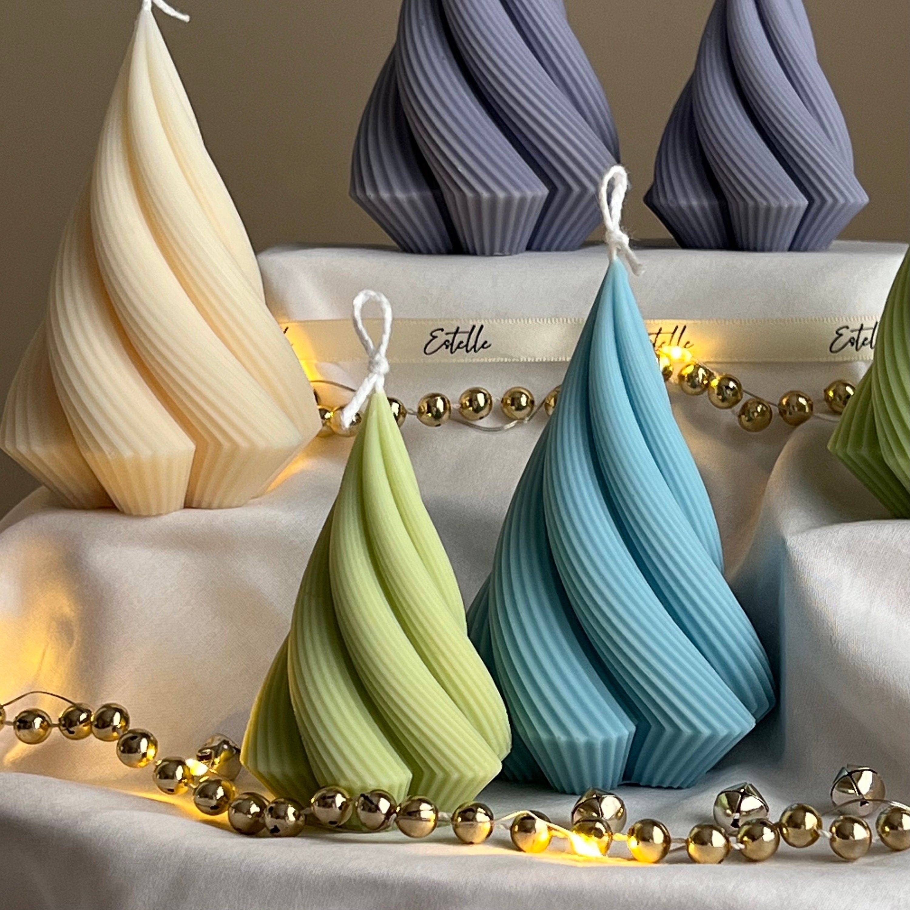 Swirl Stripped Christmas Tree Candle