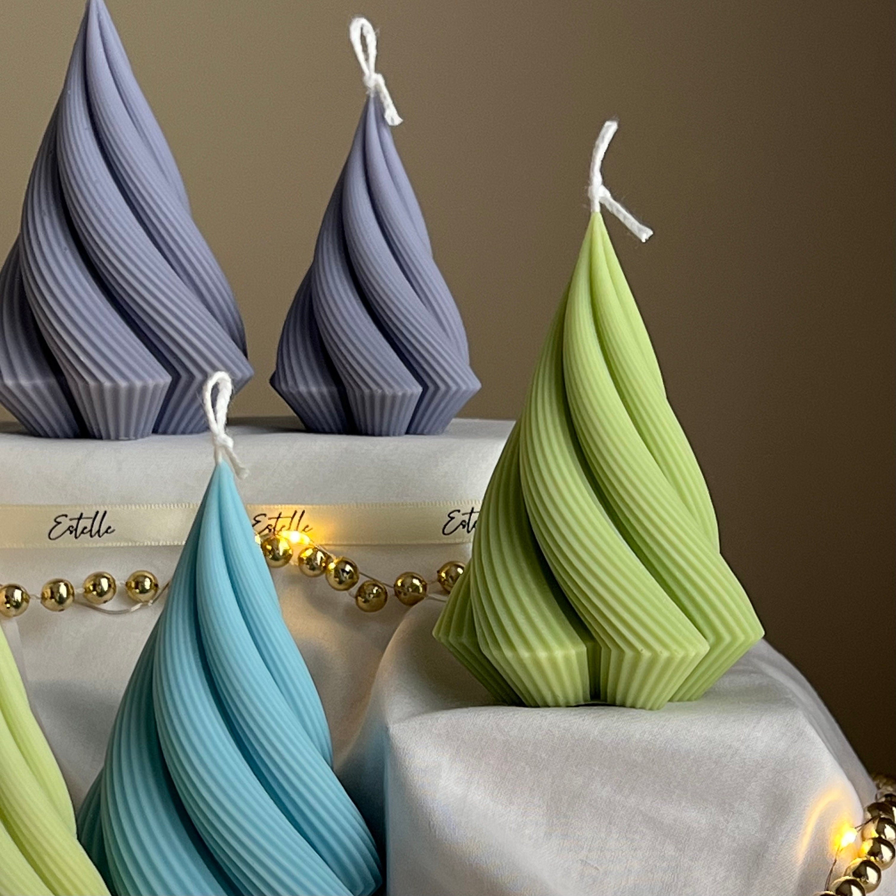 Swirl Stripped Christmas Tree Candle