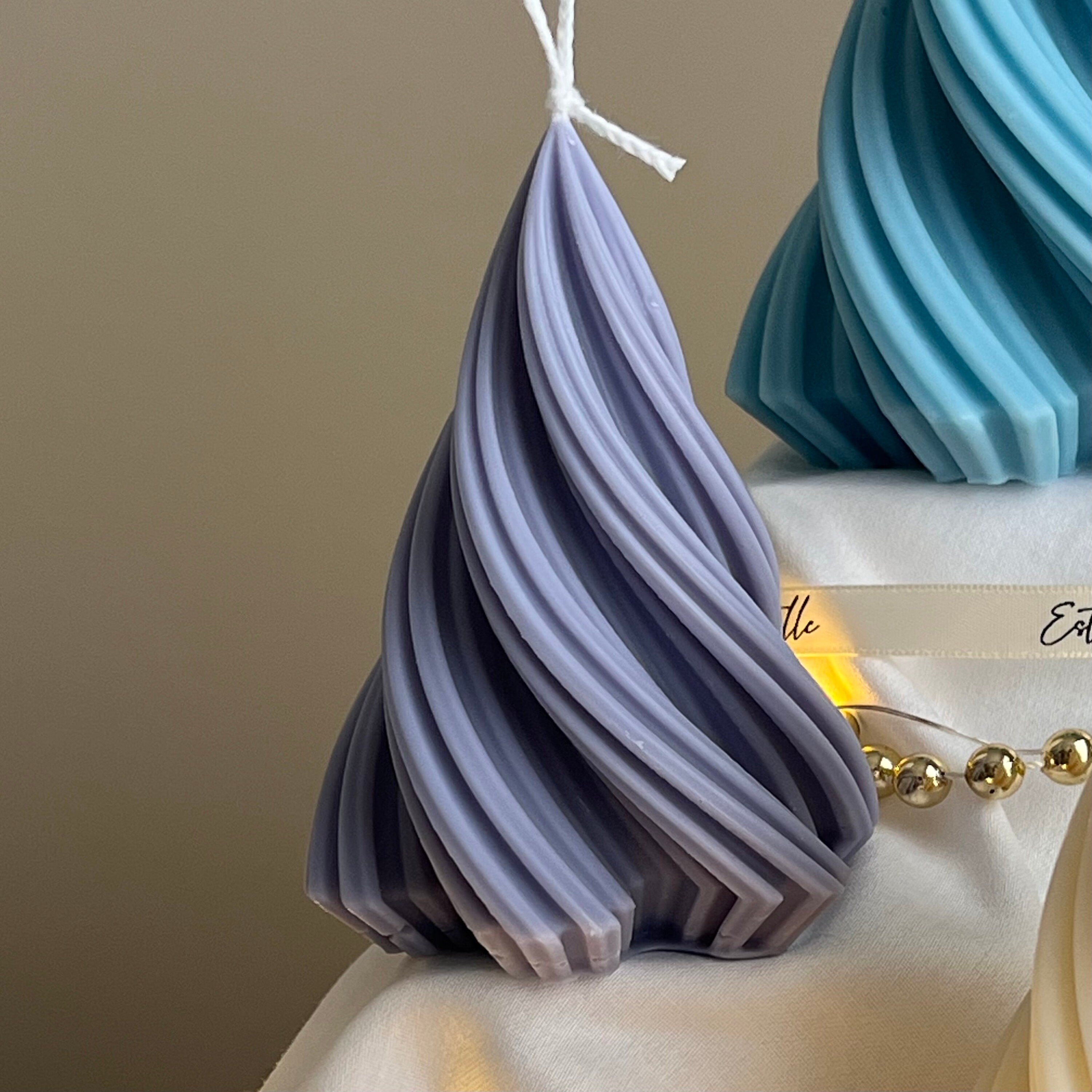 Swirl Ribbed Christmas Tree Candle