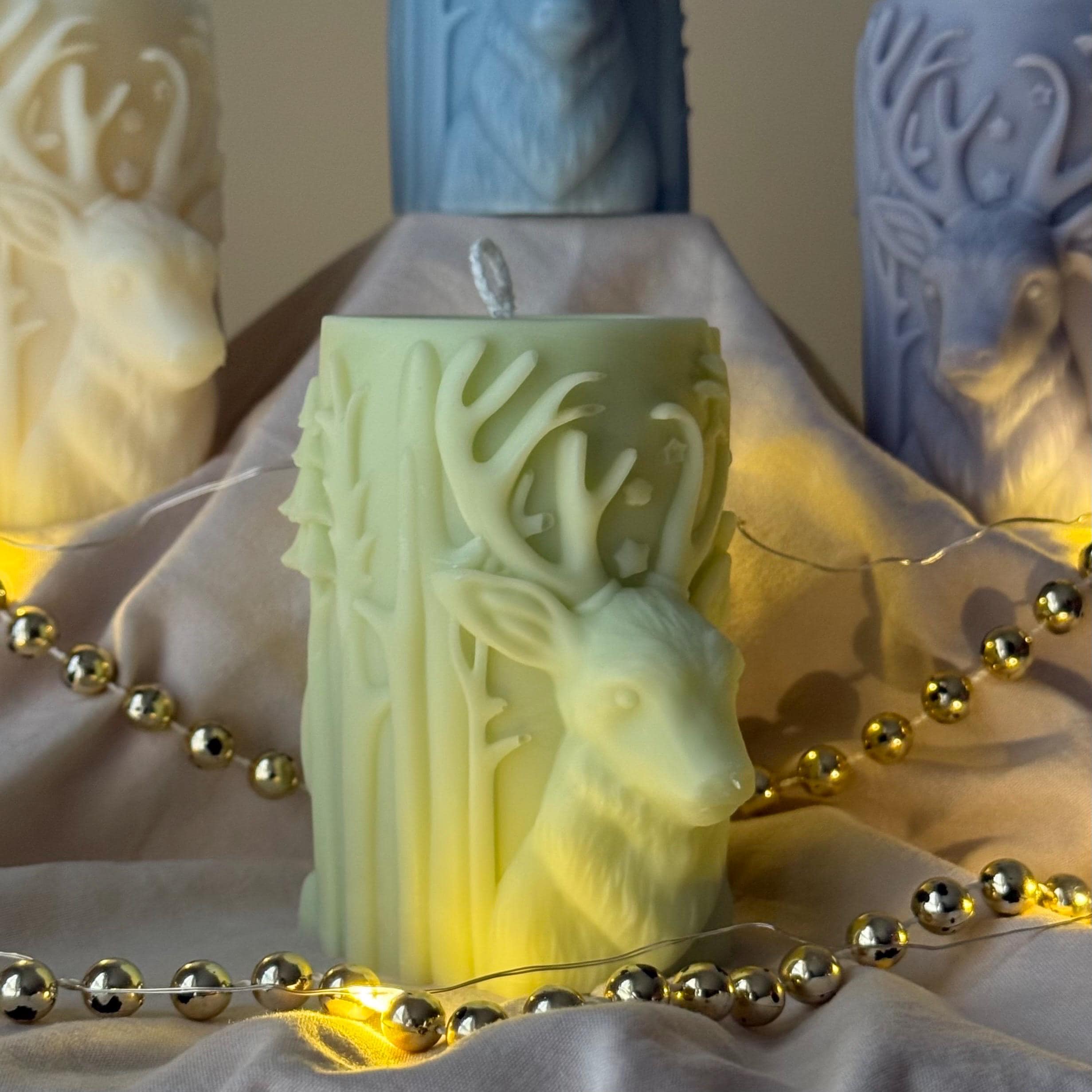 Christmas Reindeer Pillar Candle