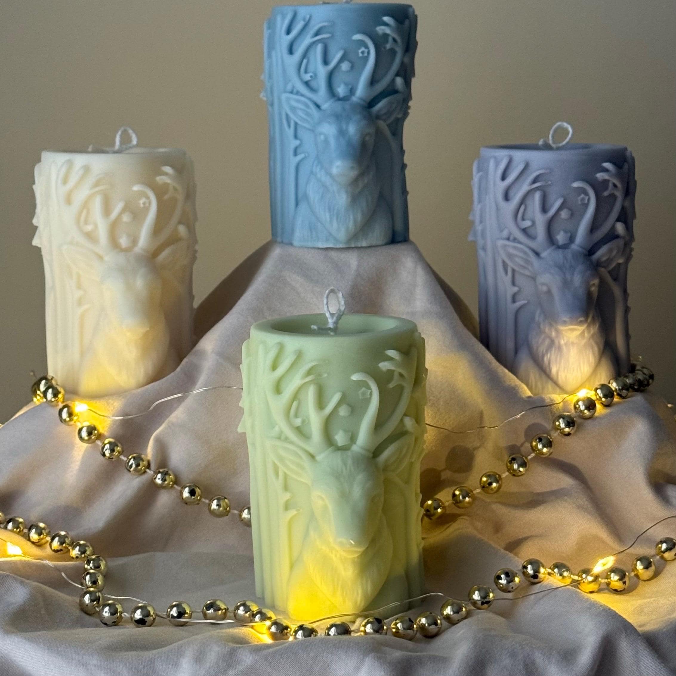 Christmas Reindeer Pillar Candle