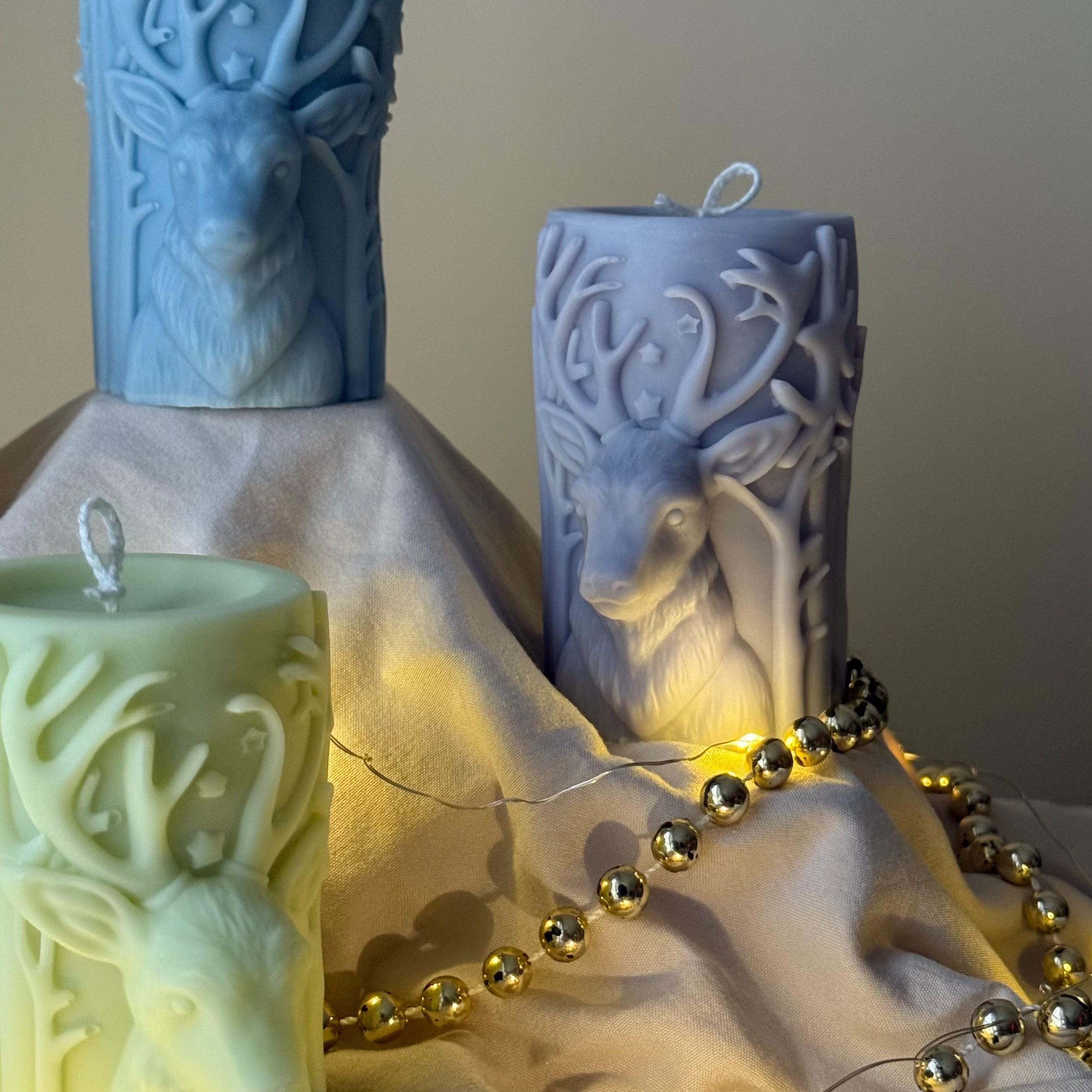 Christmas Reindeer Pillar Candle