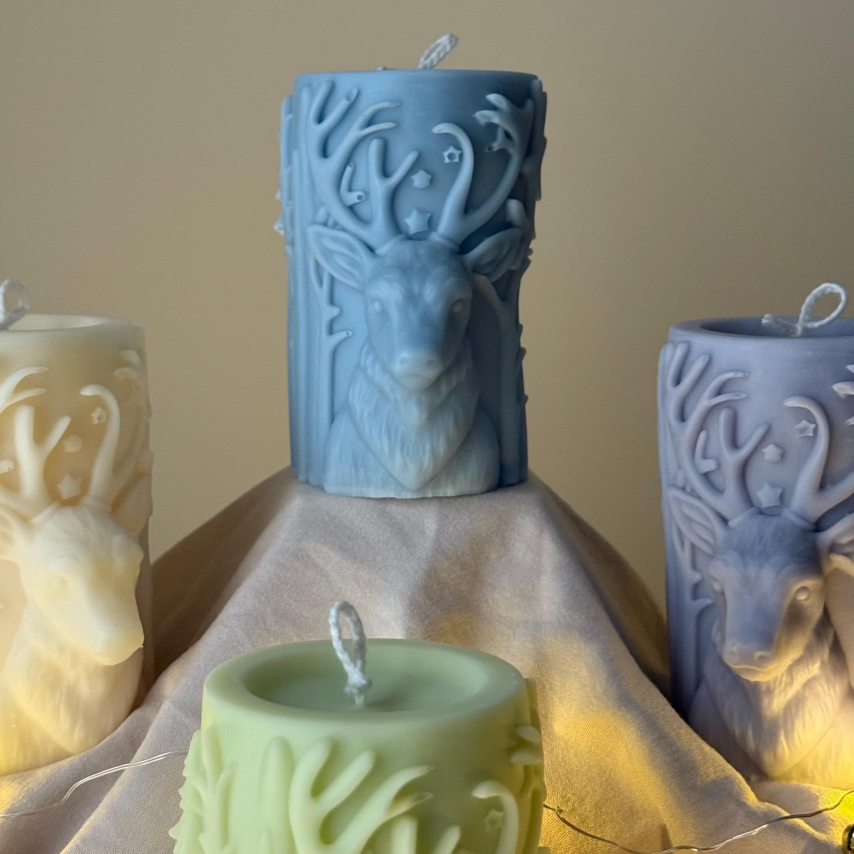 Christmas Reindeer Pillar Candle